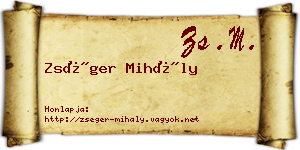 Zséger Mihály névjegykártya