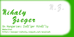 mihaly zseger business card